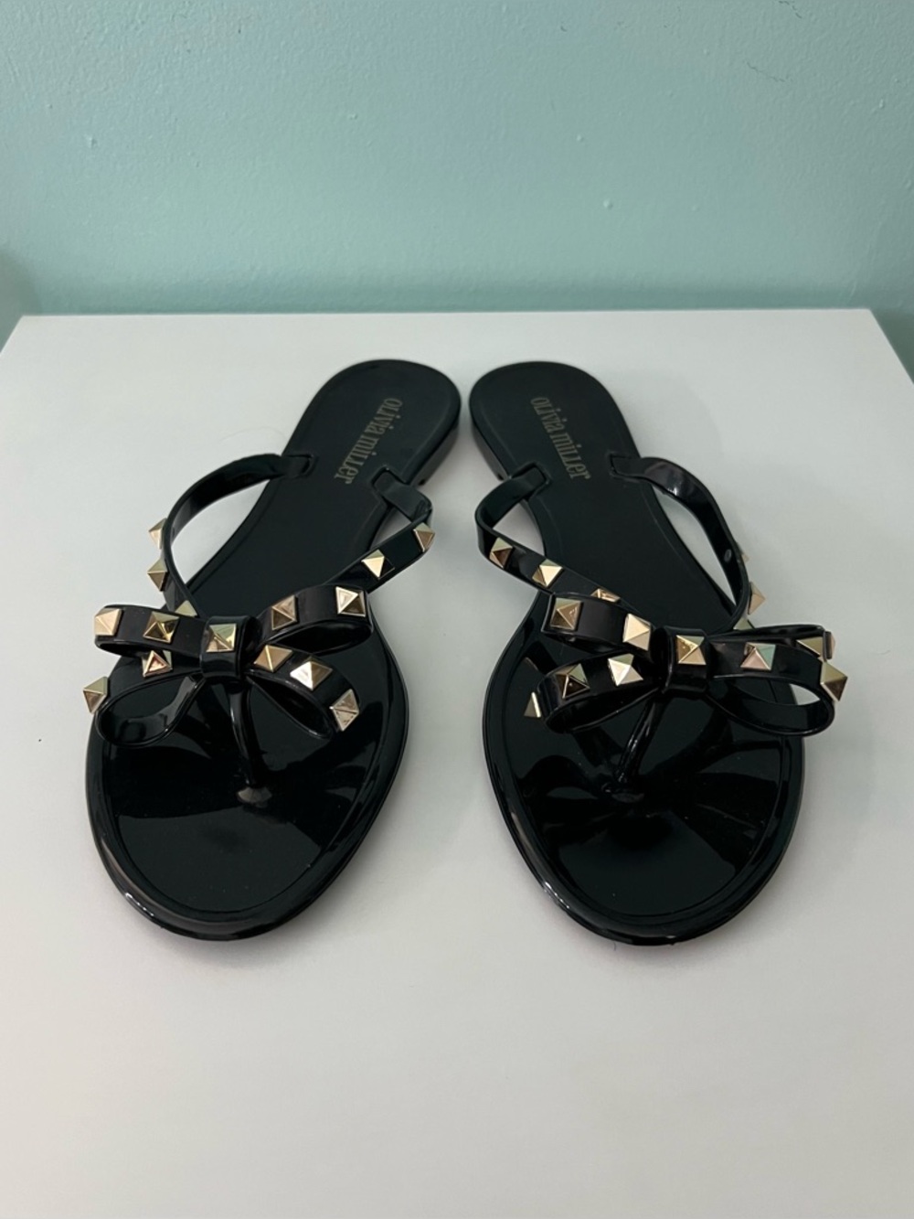 Olivia Miller Bow Studded Sandals